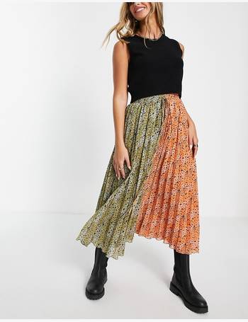 Asos design pleated midi on sale skirt in mono abstract print