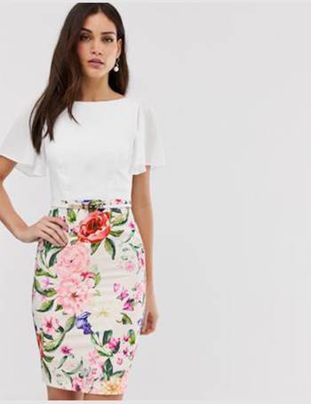 Paper dolls square neck midi pencil best sale dress in floral print