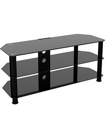 King Universal Wood Effect TV Stand with Black Glass Top & Shelves 80cm suitable up to 40 inch for HD Plasma LCD LED OLED Curved TVs by TV Furniture Direct Oak
