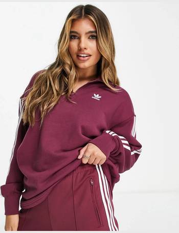 adidas originals adicolor three stripe quarter zip fleece sweatshirt