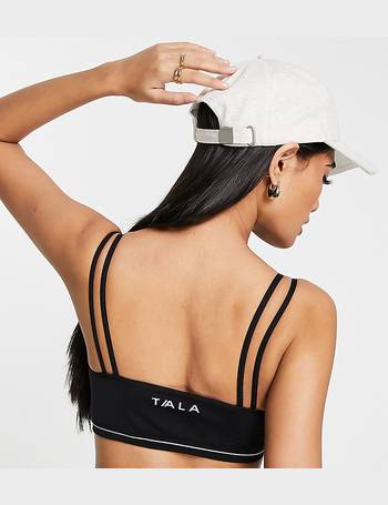 TALA Zahara medium support zip up sports bra in black exclusive to ASOS