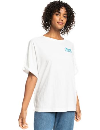 Roxy featuring Kelia Moniz oversized crop t-shirt in white