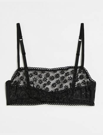  Other Stories Longline Lace Bralette in Black