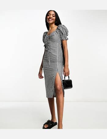 Influence cotton poplin mixed gingham midi dress in pink