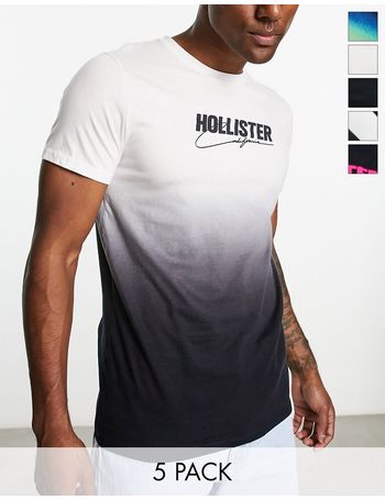 Hollister 5 pack sport logo plain and camo print t-shirt in multi