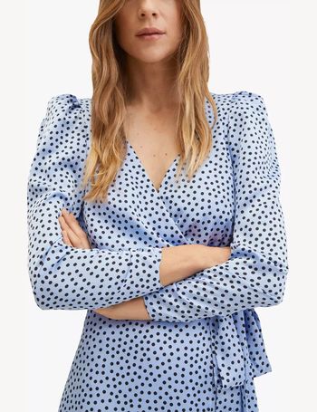 Mango blue 2025 polka dot dress