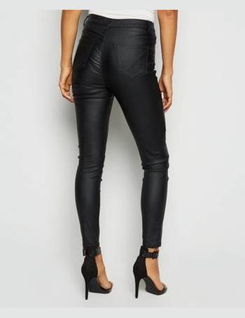 Cameo Rose Black Leather-Look High Waist Leggings