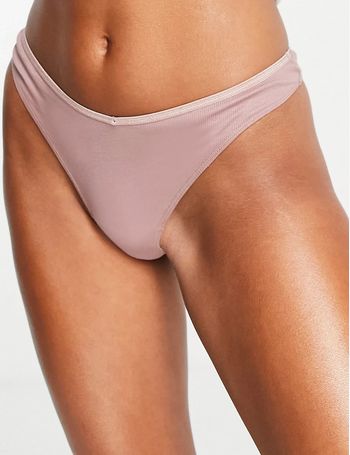 WEEKDAY Tora Velvet High Cut Thong in Dusty pink