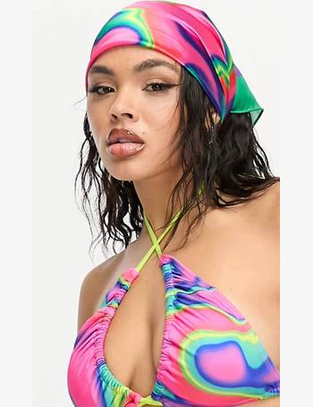 South Beach underwired high rise swimsuit in neon marble print