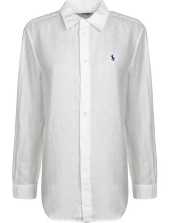 polo ralph lauren women's white linen shirt