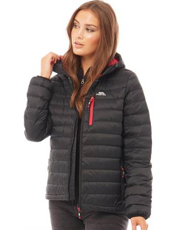 Trespass womens arabel down fill padded hooded jacket online fig