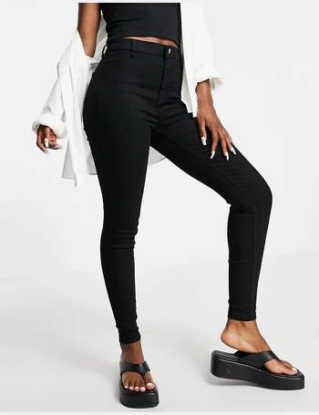 Don't Think Twice DTT Chloe high waisted disco stretch skinny jeans in  black 