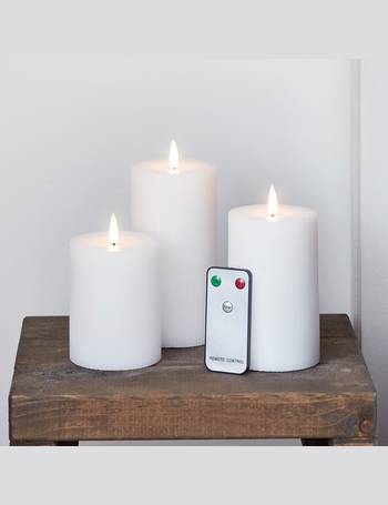 TruGlow® Ivory LED Pillar Candle Trio –