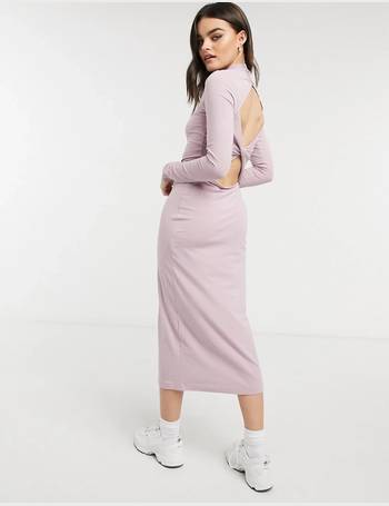 Forever u midi dress with store fringe 3d fabrication in dusty pink