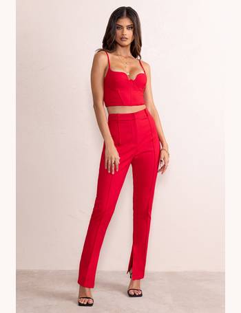 Kehlani Red High Waist Wide Leg Trousers – Club L London - UK