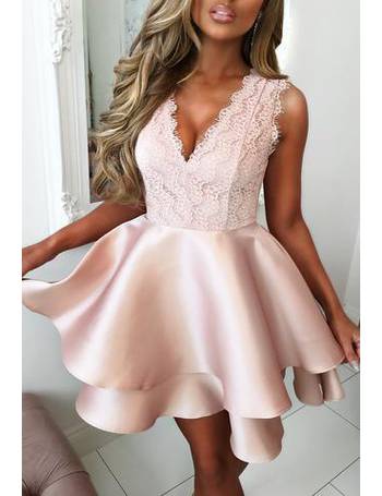 Heartbroken Rose Gold Sequin Multi Layer Skater Dress – Pink Boutique UK