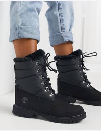 timberland nolita sky lace up flat ankle boots in black