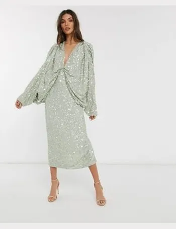 asos green sequin dress