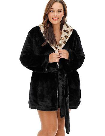 Figleaves Curve luxury fluffy robe in black