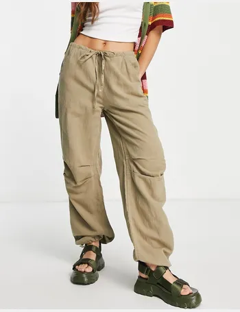 asos design pleat front chino with cargo pockets in sage