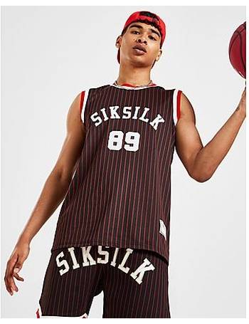 SikSilk Men Sz M Jersey Ivory/Gold Shirt Retro Classic Basketball Oversized  Tank