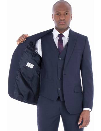 Navy Micro Wool Blend Tailored Fit Suit Jacket