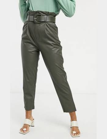 stradivarius brown leather trousers