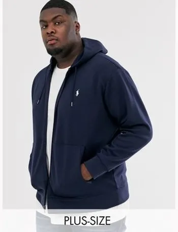 polo ralph lauren full zip borg lined hoodie with player logo in navy