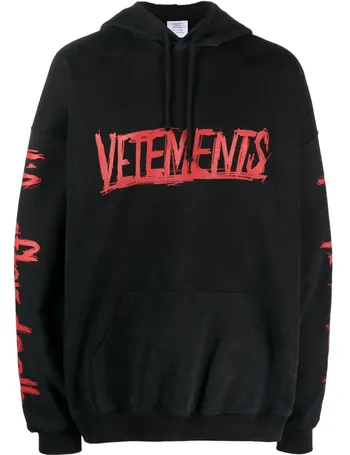 Shop Vetements Men's Black Hoodies up to 70% Off