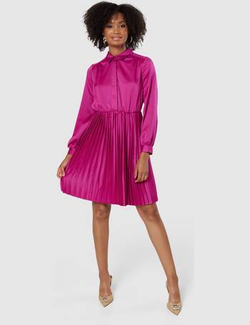 Closet London Magenta Purple Pleated Midi Dress