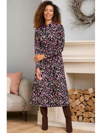 Cotton Traders Cowl Neck Printed Midi Dress