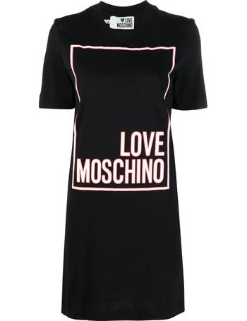 Love Moschino metalic box logo t-shirt dress in pink