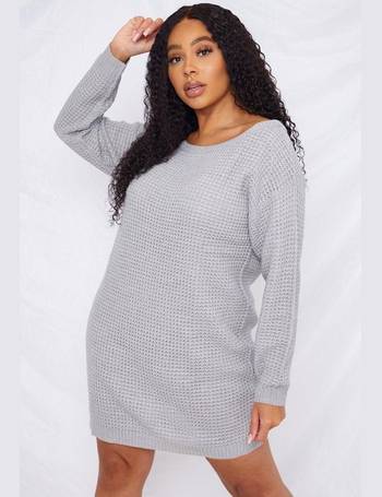 grey ribbed jumper dress