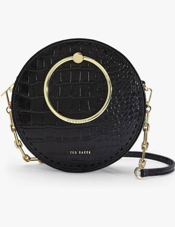 Ted Baker Millah Croc Embossed Round Leather Crossbody Bag in White