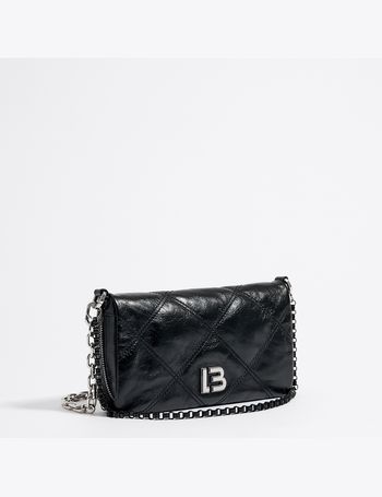 Bimba Y Lola Medium Trapezium Leather Crossbody Bag In Black