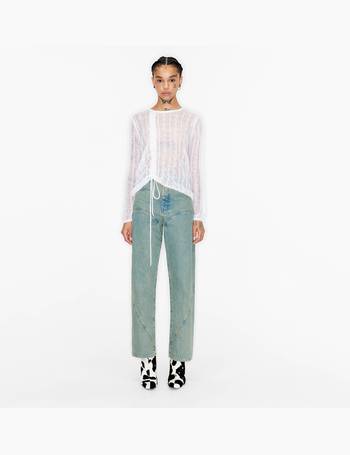 STRAIGHT CROPPED - Two-tone high rise jeans