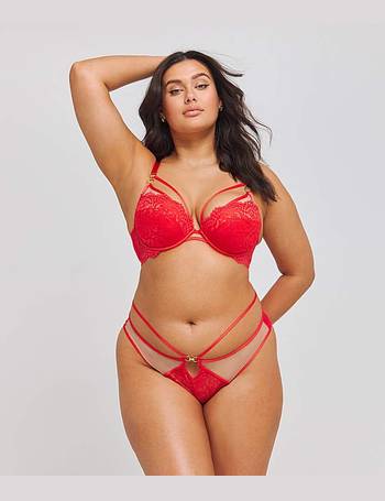 Ann Summers Tempting lace cutout bralette and open back brief set in red