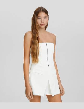 Textured bandeau playsuit with shirring - Women