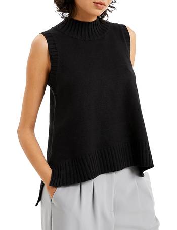 ESMA RIBBED MOCK NECK SLEEVELESS SWEATER