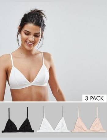 ASOS DESIGN Fuller Bust 3 pack microfibre triangle bra - MULTI