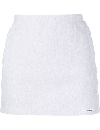 Alexander Wang Logo Elastic Mini Skirt In Ribbed Jersey in Grey