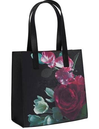 Ted Baker Flora Large Icon Tote Bag – Black with Flower – Galoshire