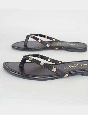 new look leather flip flops