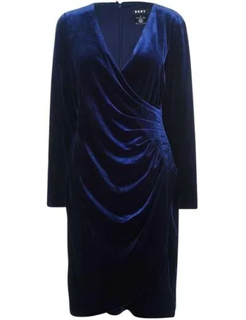 dkny blue velvet dress