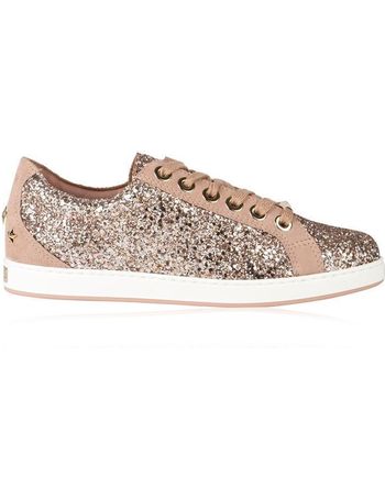 jimmy choo cash coarse glitter trainers