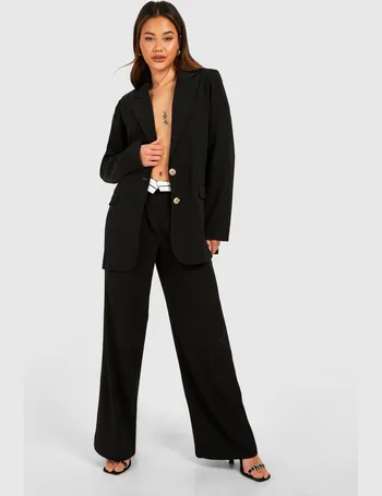 Contrast Waistband Wide Leg Tailored Trousers