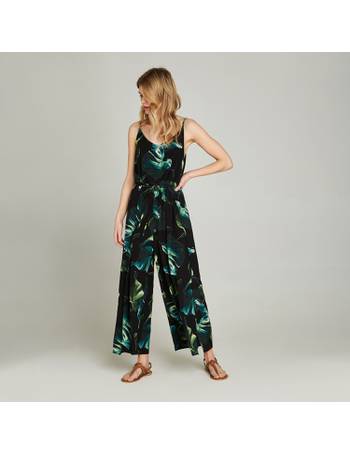 Apricot banana leaf store print jumpsuit