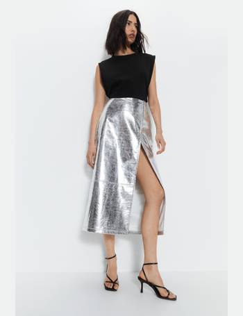 Warehouse metallic pleated outlet skirt house of fraser