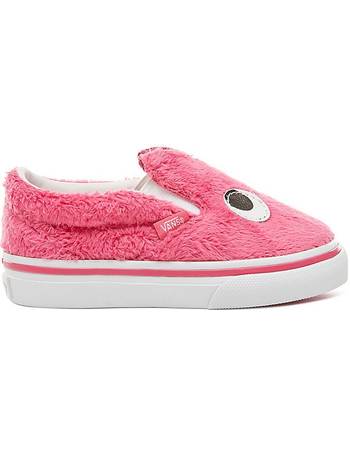 pink fuzzy slip on vans