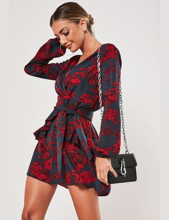 Missguided black floral outlet dress